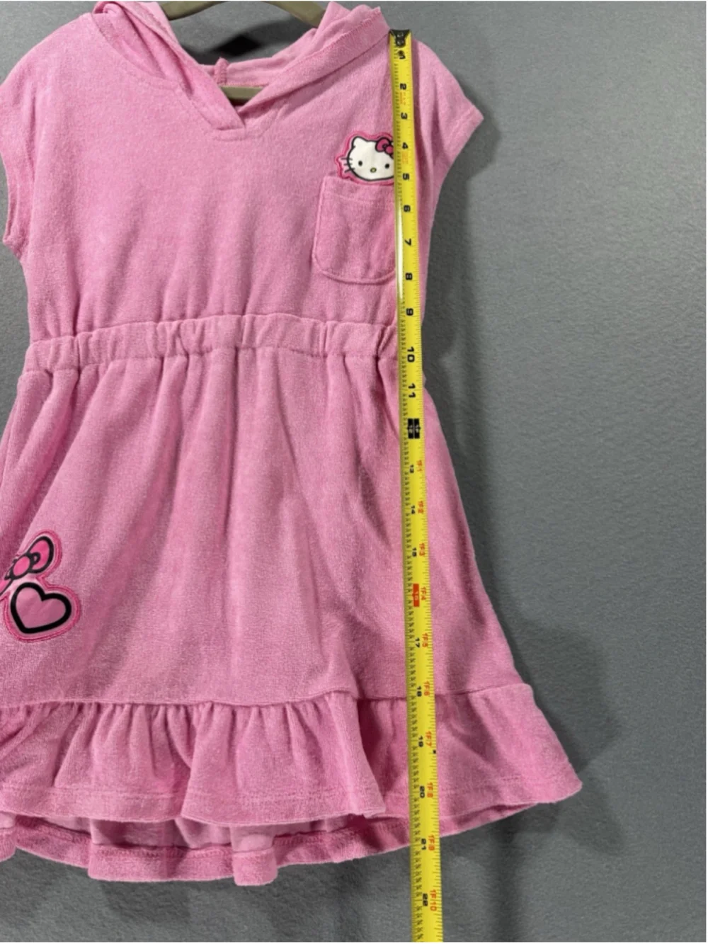 Sanrio Hello Kitty Bath Swim Terrycloth Towel Dress w Hood 5T Pink Heart Bow